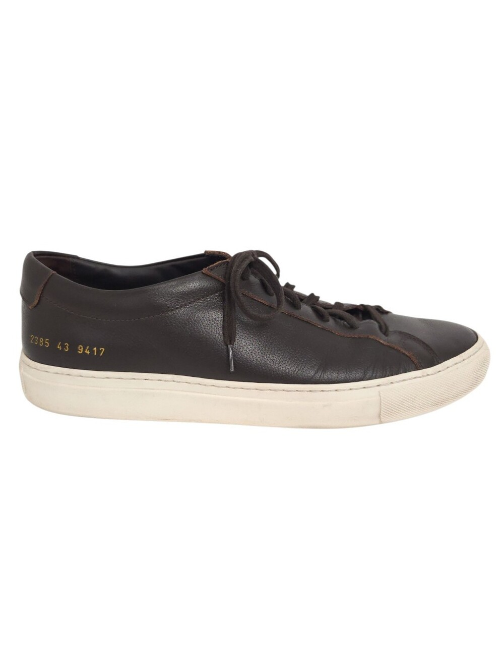 Common Projects Dark Brown Pebbled Leather Achilles Low Sneakers- Men's 43 / 10